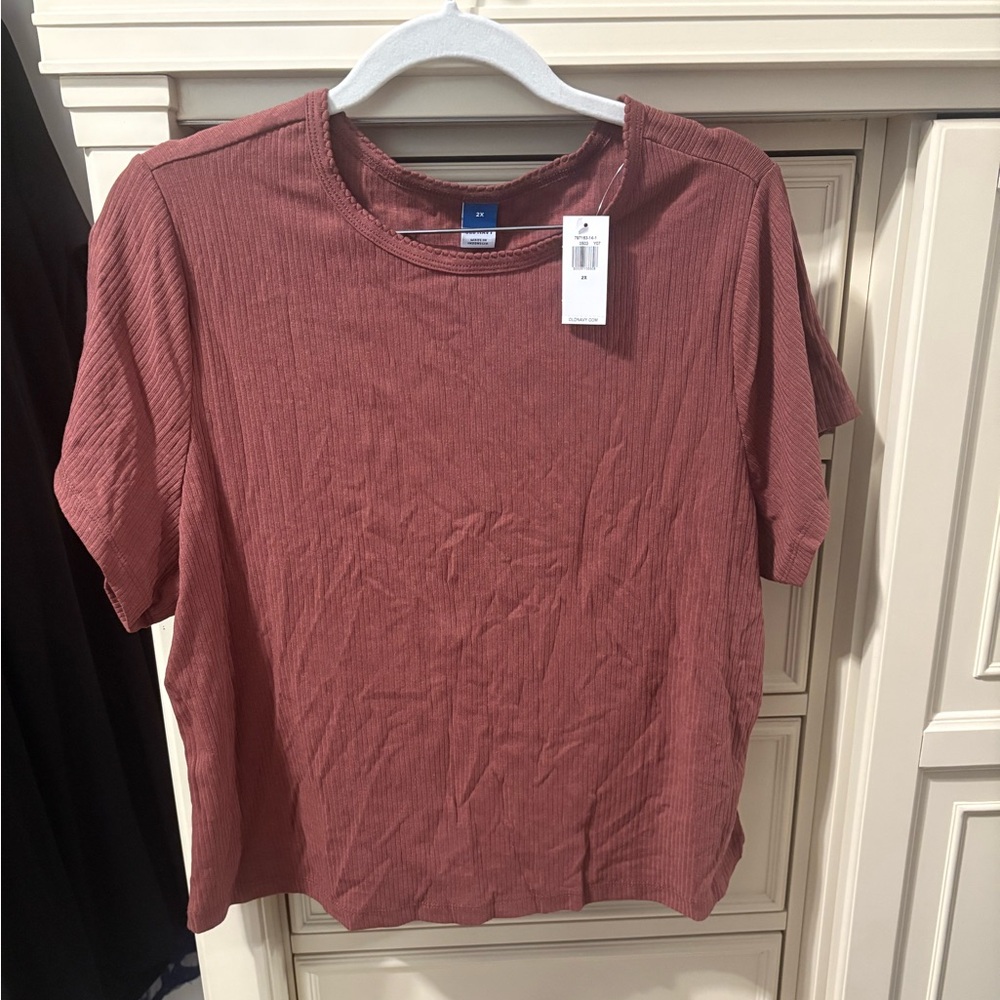 Old Navy Ribbed Short-Sleeve Tee - Rosewood